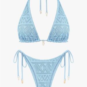 NWT Zaful Blue Geometric Bikini Set Size 6